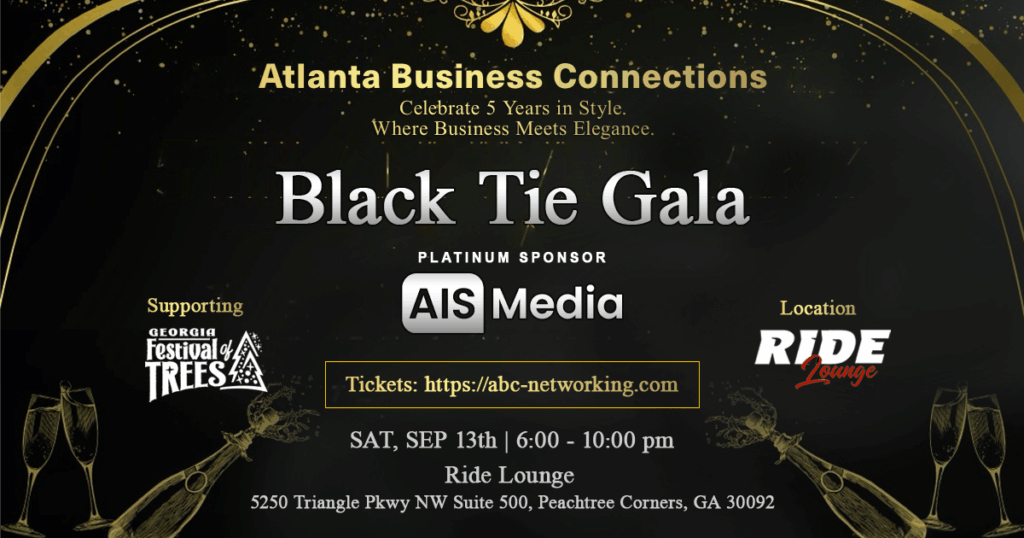 ABC Networking Black Tie Gala hosted by AIS Media at Ride Lounge, supporting Georgia Festival of Trees