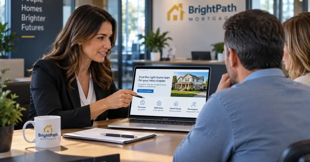 Mortgage consultation illustrating AIS Media’s digital marketing work for BrightPath Mortgage.