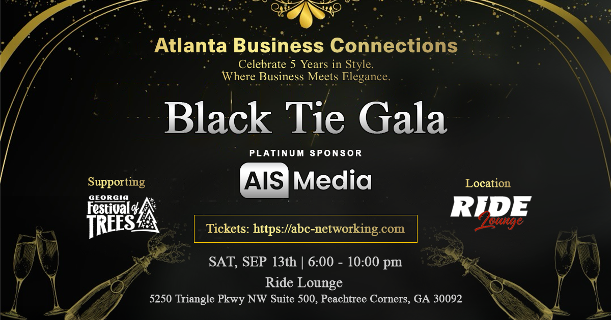 ABC Networking Black Tie Gala hosted by AIS Media at Ride Lounge, supporting Georgia Festival of Trees